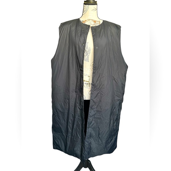 NWT Collarless Long Down Filled Packable Black Vest Size XXL - Picture 1 of 10